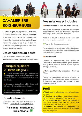 Cavalier&middot;&egrave;re Soigneur&middot;euse