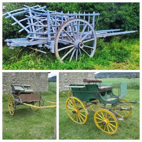 Attelage equestre  lot de 3 anciennes voitures à cheval