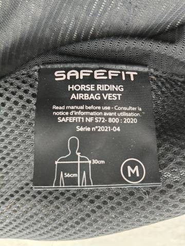 Gilet airbag &eacute;quitation SAFEFIT &ndash; Taille M &ndash; Comme neuf