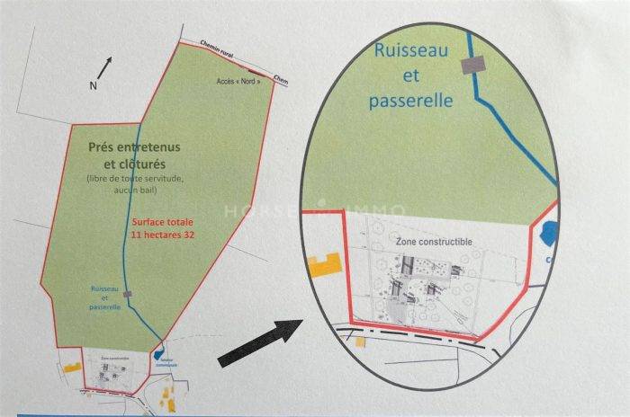 Terrain de 11 hectares avec partie constructible
