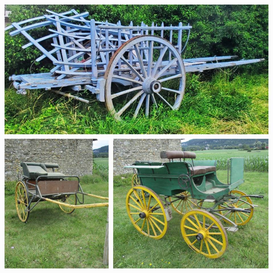 Attelage equestre  lot de 3 anciennes voitures à cheval