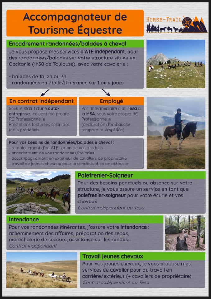 Accompagnateur de Tourisme Equestre et autres services