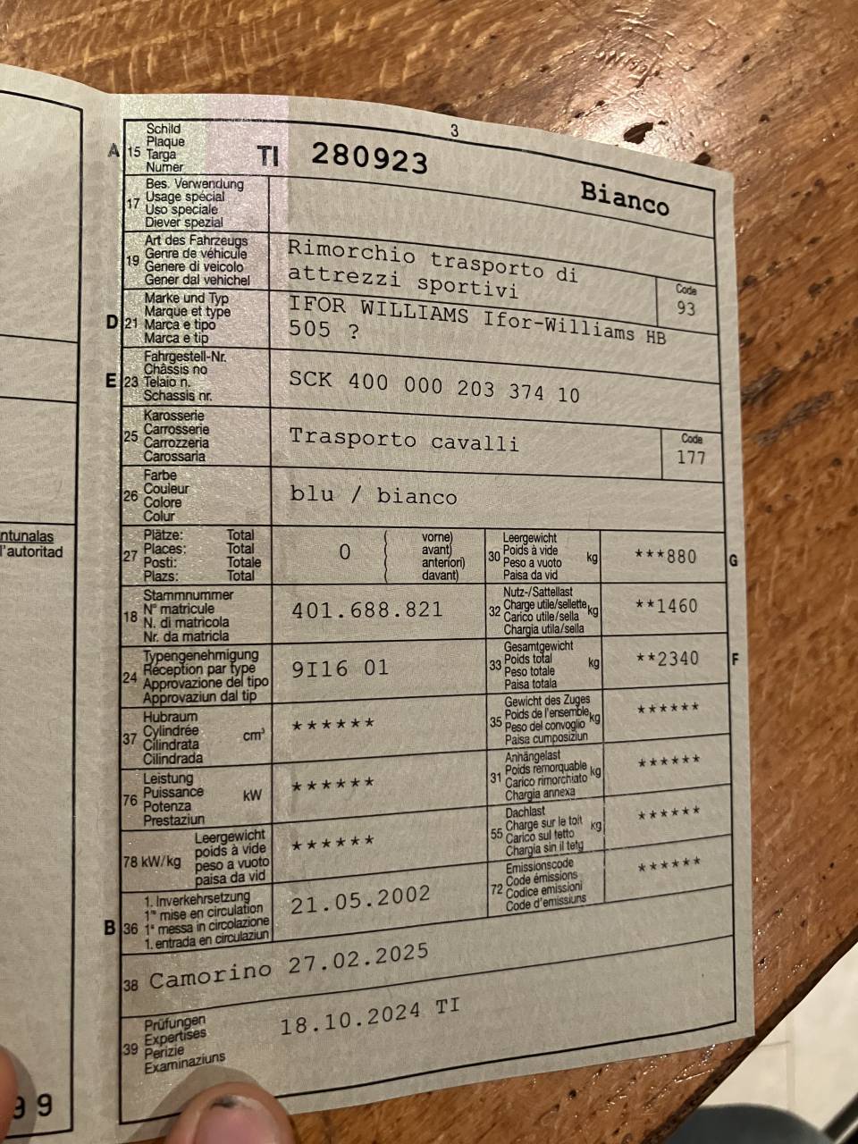 Rimorchio per cavalli Ifor-Williams HB 505 